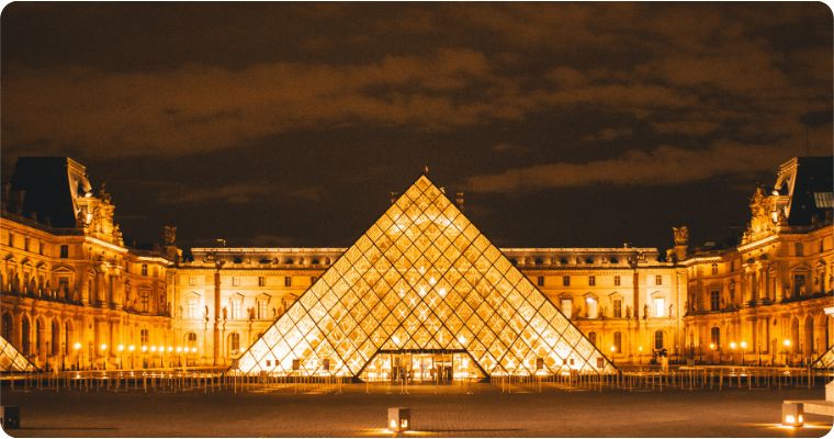 Louve lit up at night Paris France