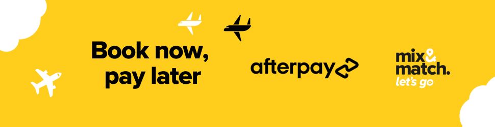 book now pay later yellow afterpay logo