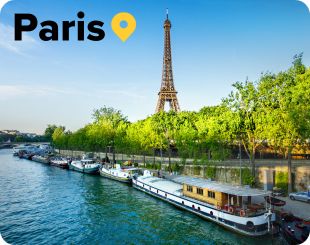 Effiel Tower and boats on the  Seine river in Paris