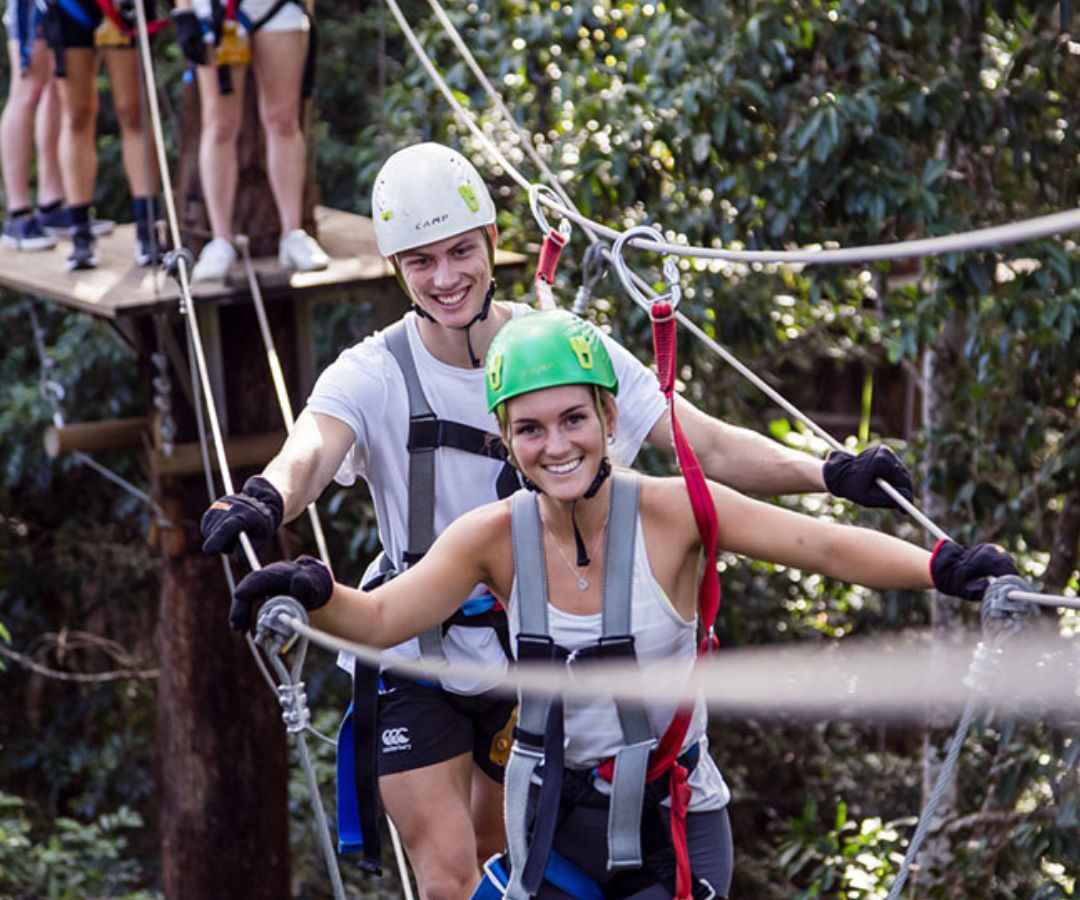 People in zip line